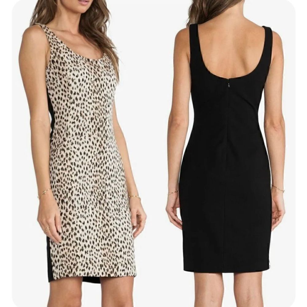 Diane Von Furstenberg Arianna Leopard Caramel New Pearl Black Dress $398